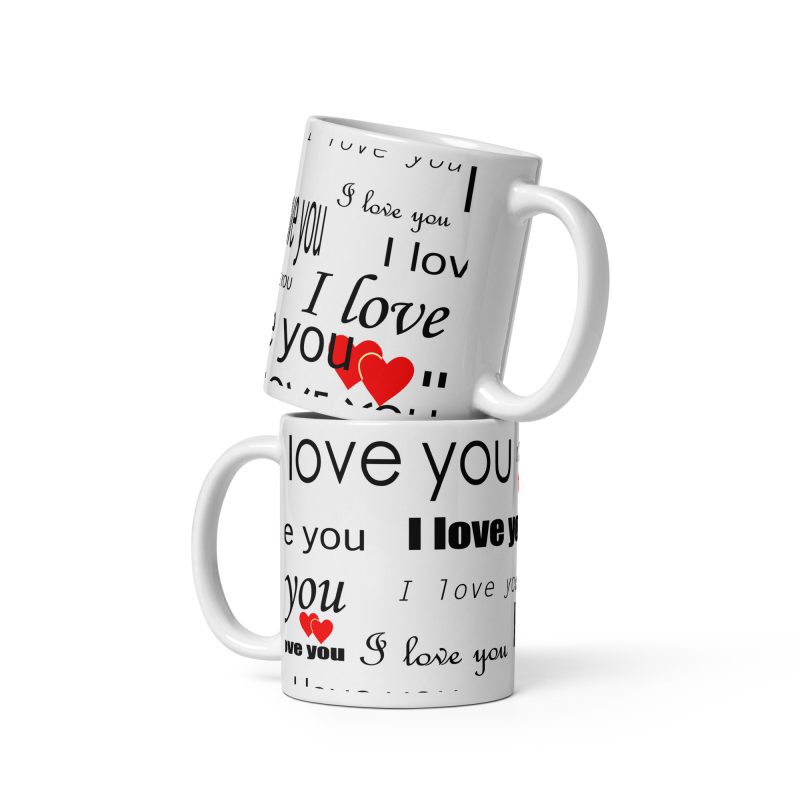 I Love You Design White glossy mug