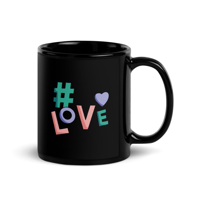 # Love Black Glossy Mug