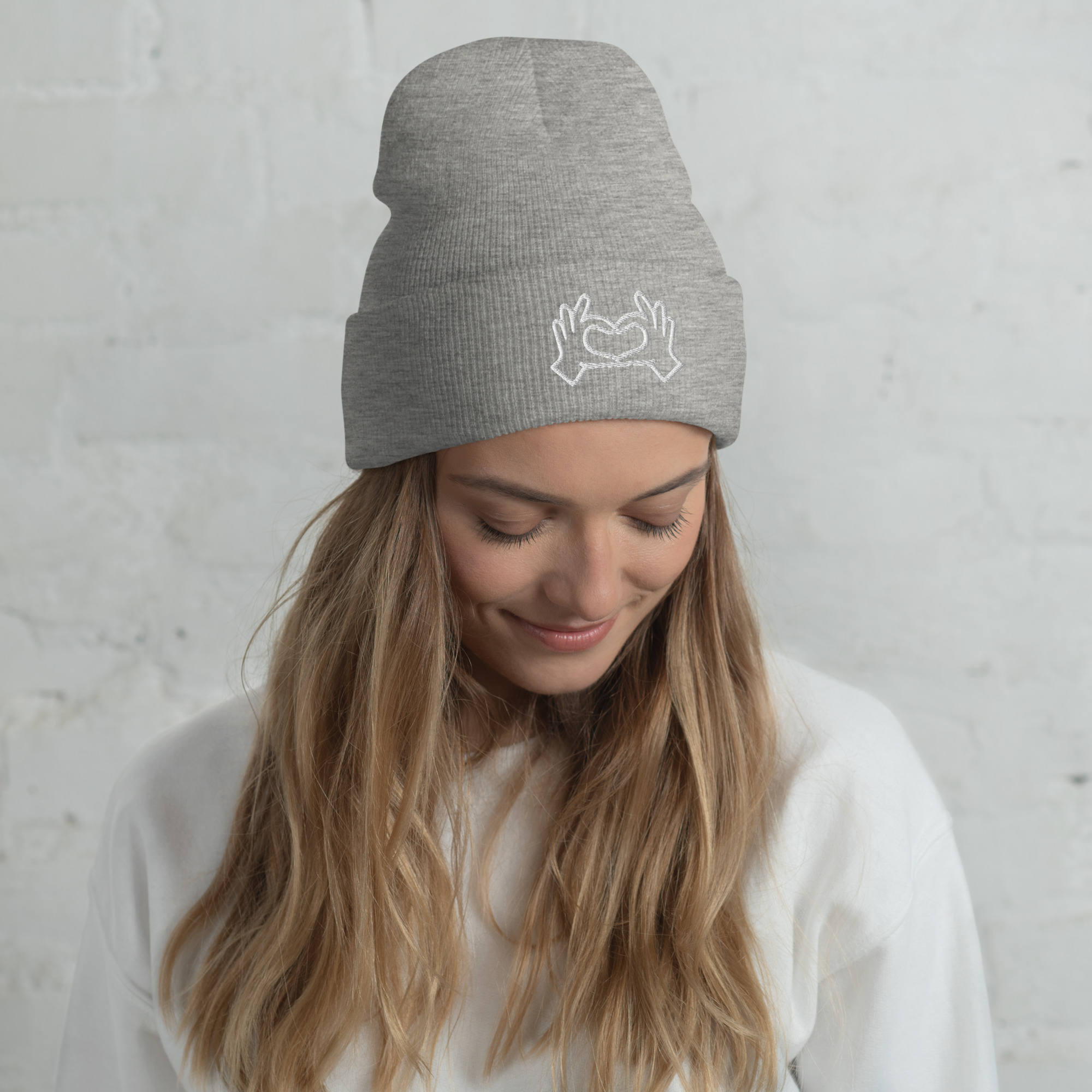 Love Sign Embroidery on a Cuffed Beanie - Image 9