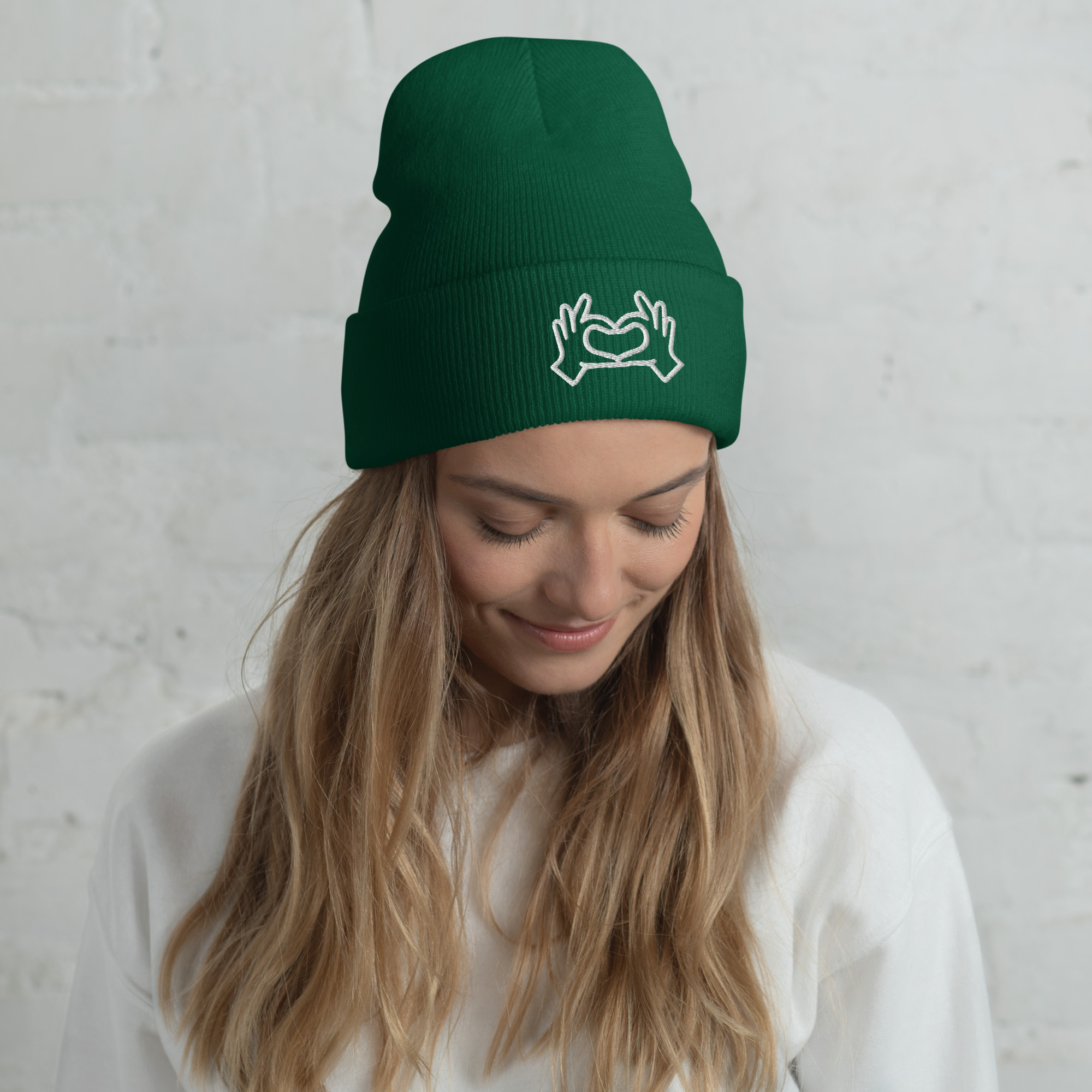 Love Sign Embroidery on a Cuffed Beanie - Image 8