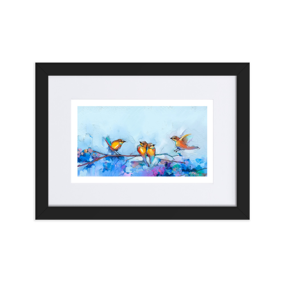 Birdies on Matte Paper Framed Poster With Mat - Image 2