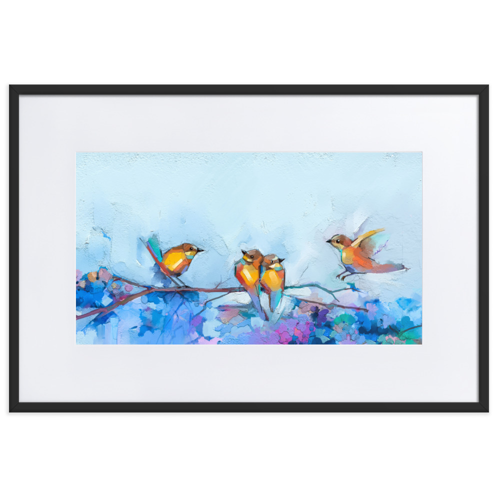 Birdies on Matte Paper Framed Poster With Mat