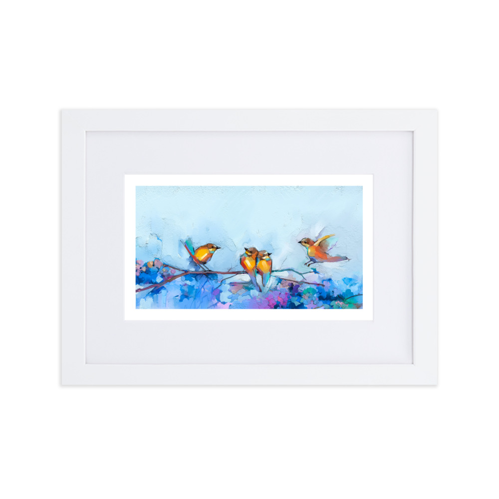 Birdies on Matte Paper Framed Poster With Mat - Image 3