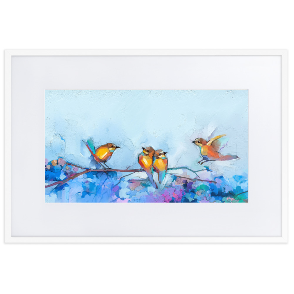 Birdies on Matte Paper Framed Poster With Mat - Image 4