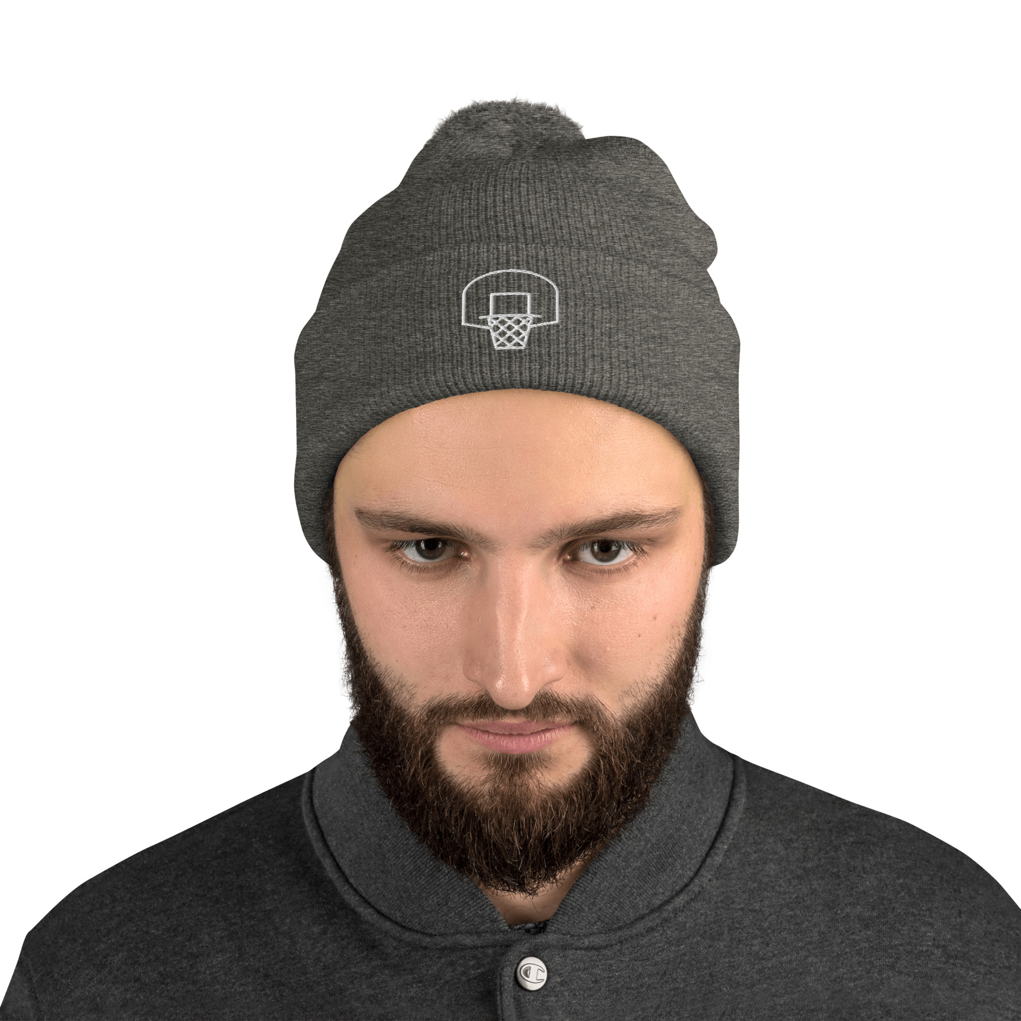 Basketball Embroidery on Pom-Pom Beanie - Image 8