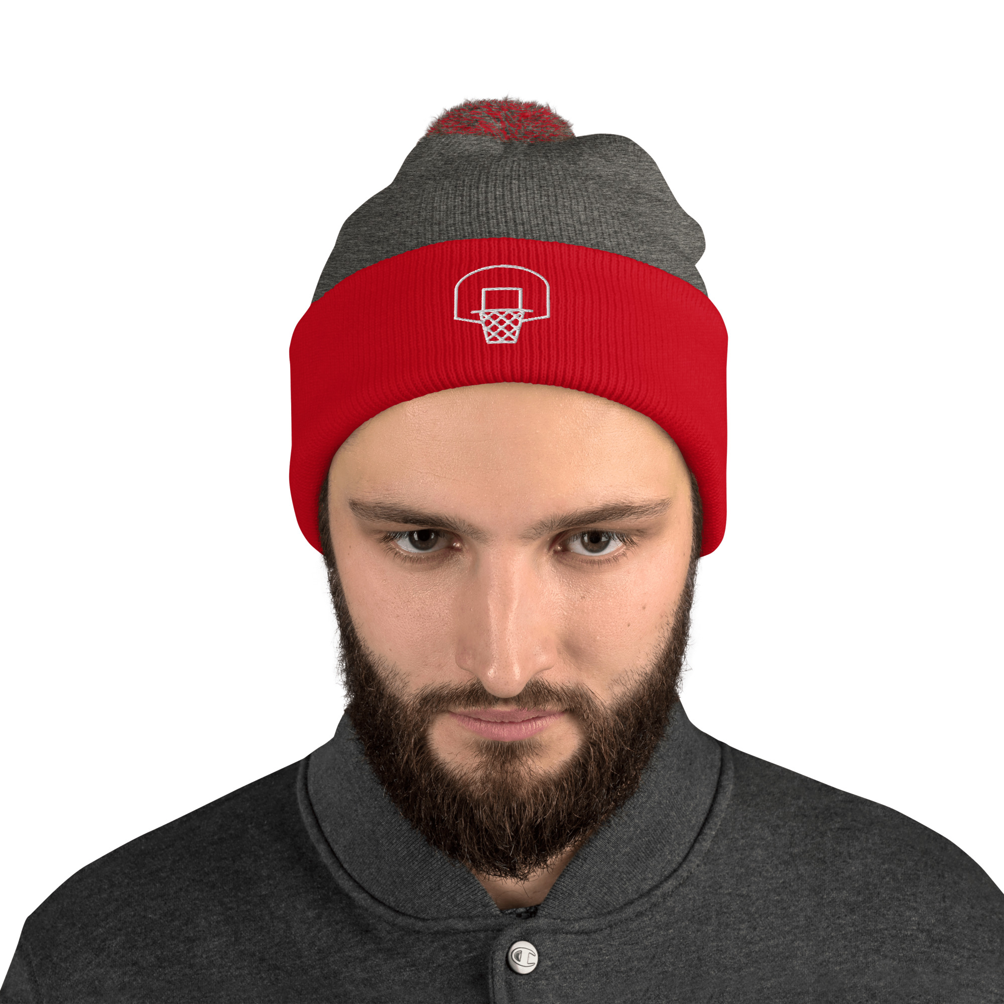 Basketball Embroidery on Pom-Pom Beanie - Image 5