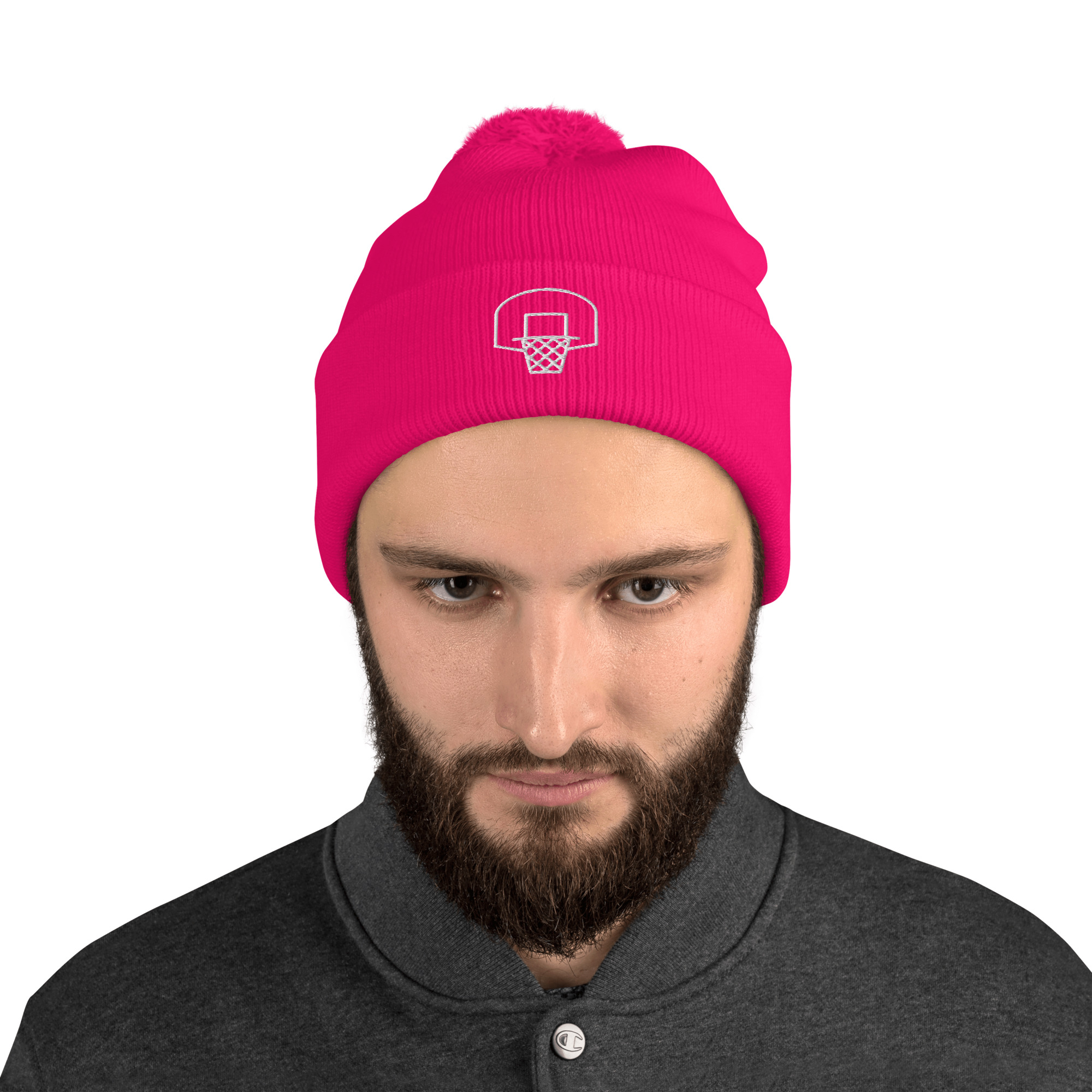 Basketball Embroidery on Pom-Pom Beanie - Image 9