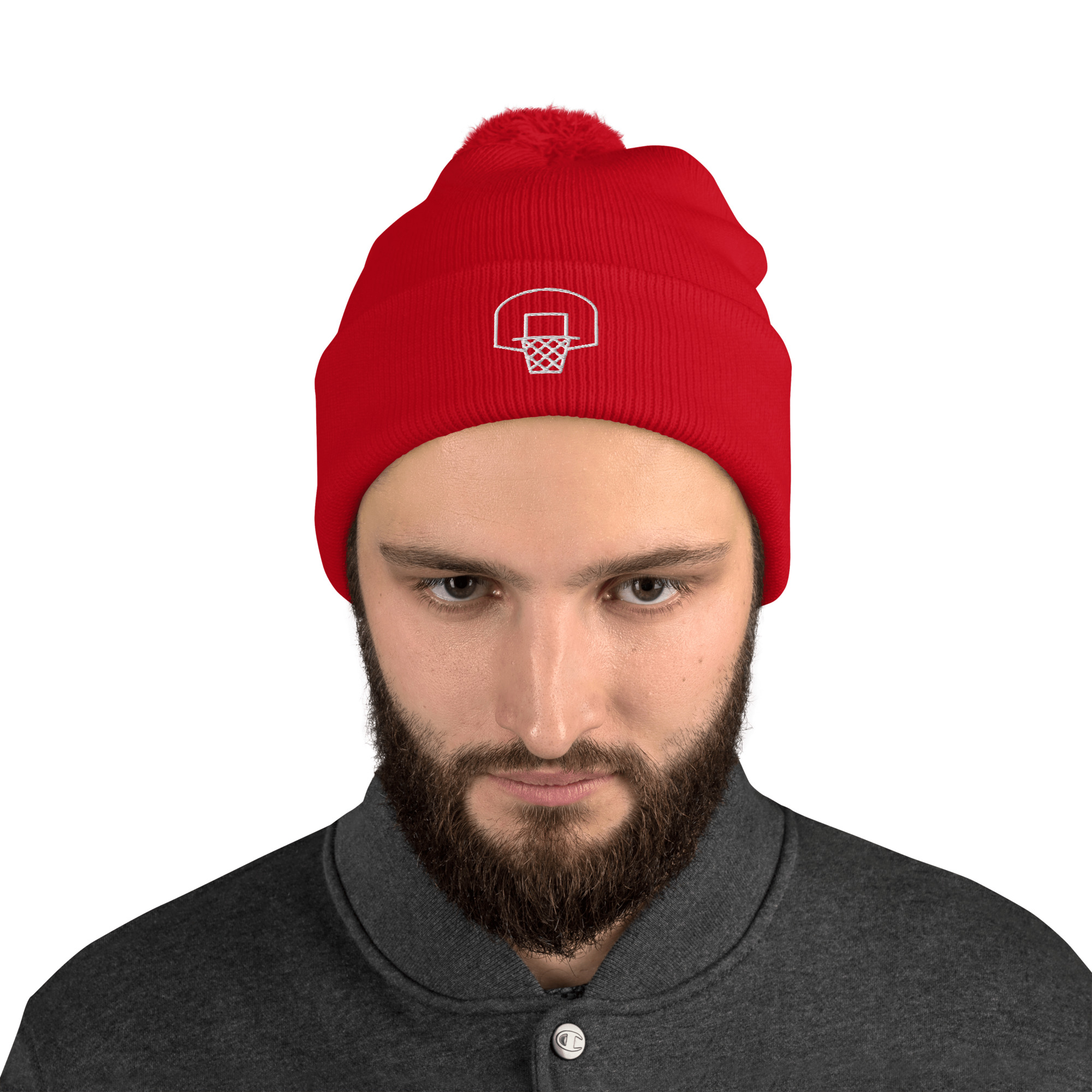 Basketball Embroidery on Pom-Pom Beanie - Image 4