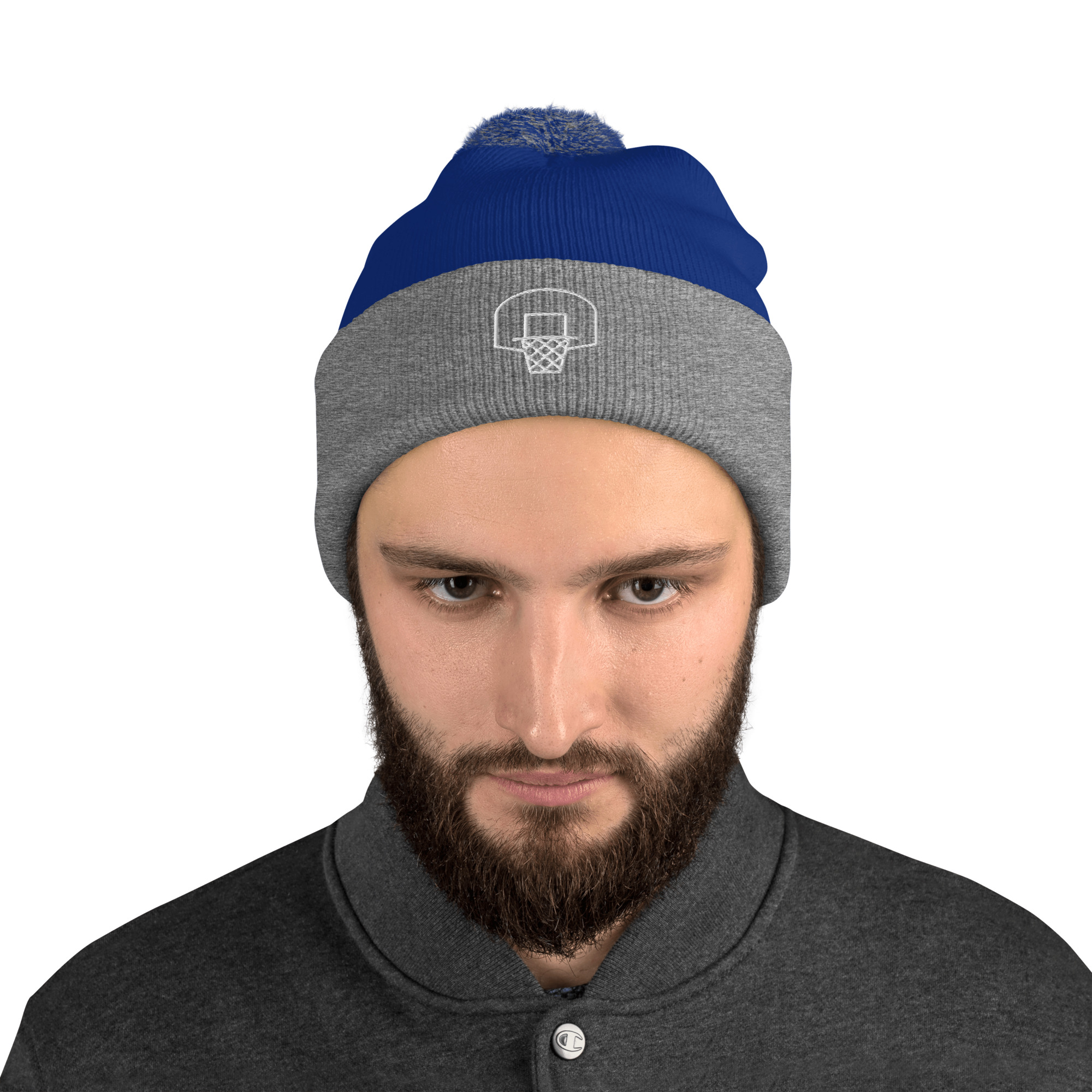 Basketball Embroidery on Pom-Pom Beanie - Image 3