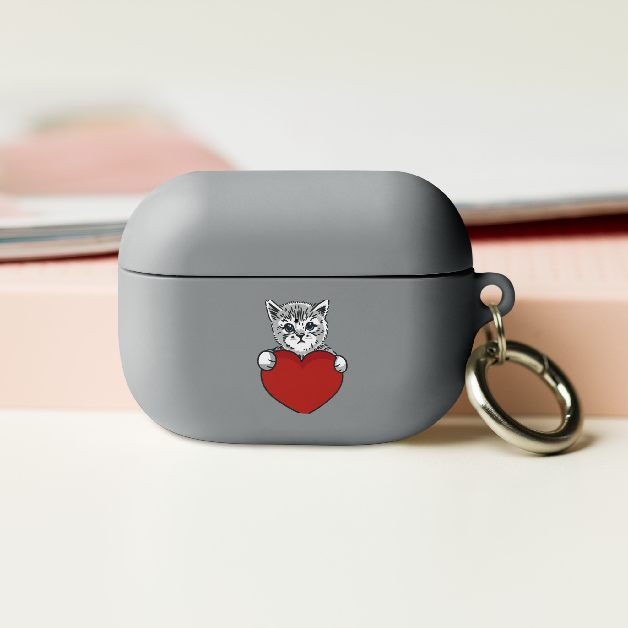Cat and Heart Rubber Case for AirPods®