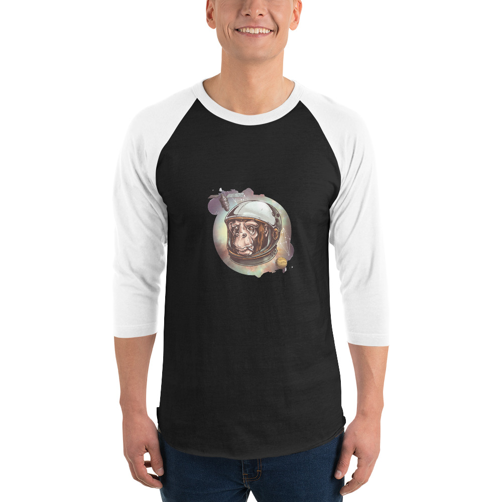 Space Chimp 3/4 sleeve raglan shirt - Image 2