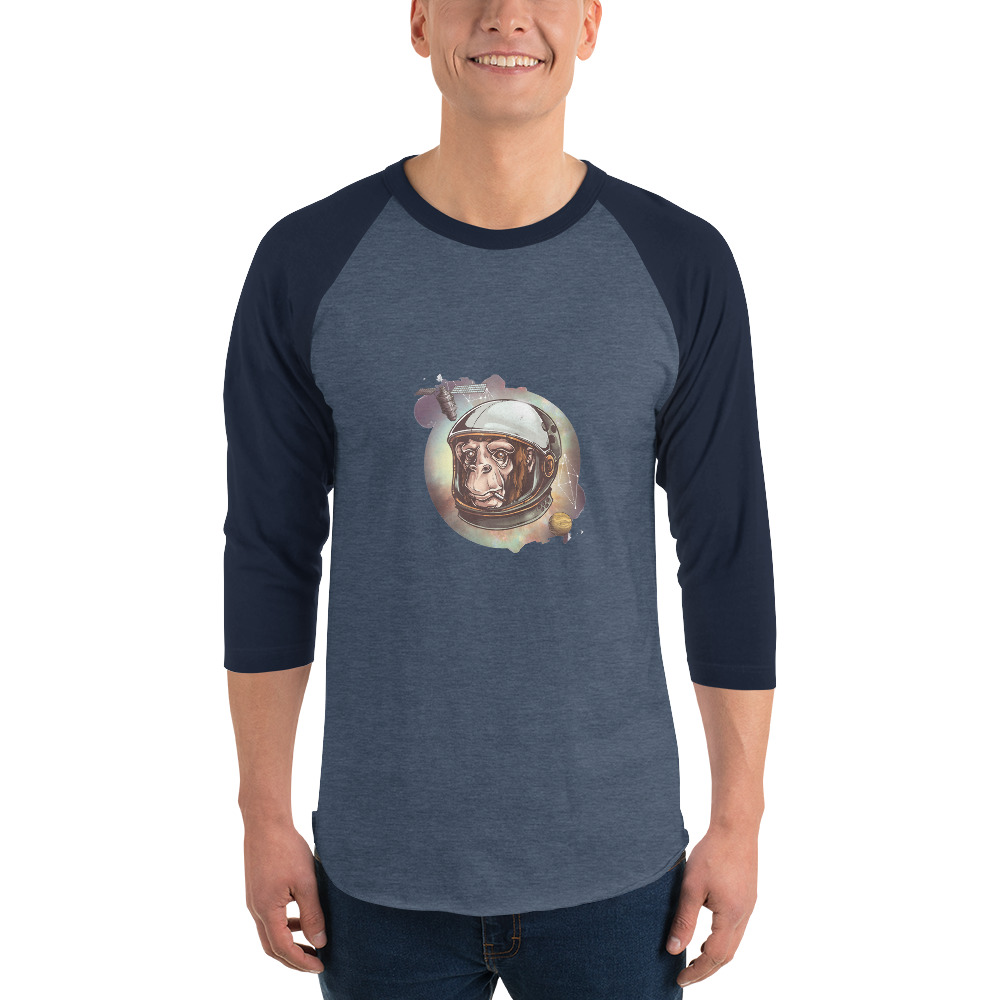 Space Chimp 3/4 sleeve raglan shirt - Image 3