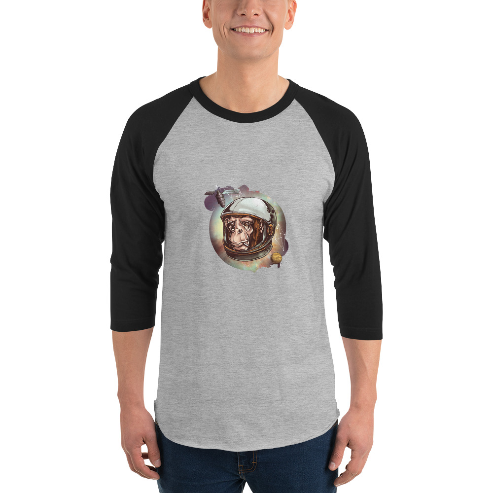 Space Chimp 3/4 sleeve raglan shirt - Image 4