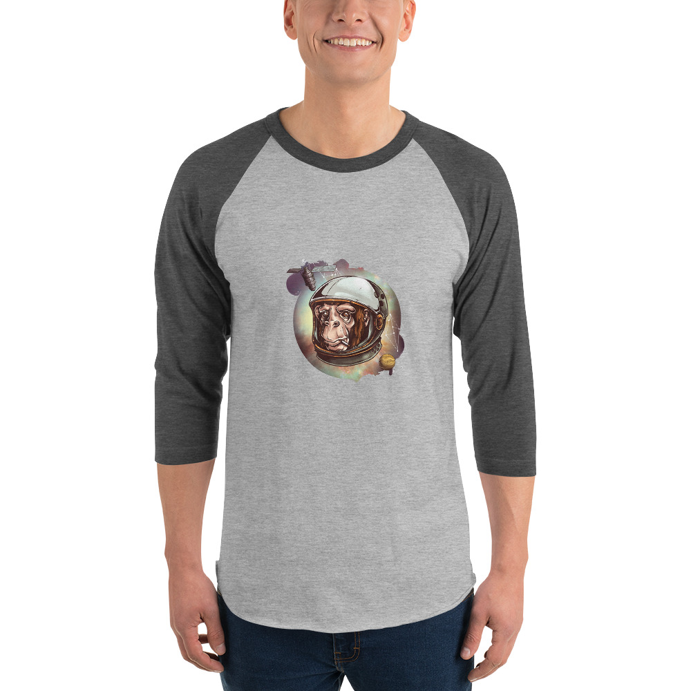 Space Chimp 3/4 sleeve raglan shirt - Image 6