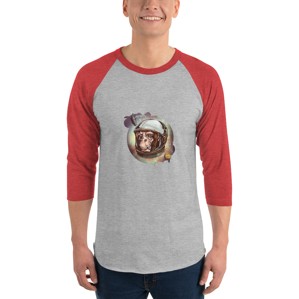 Space Chimp 3/4 sleeve raglan shirt - Image 5