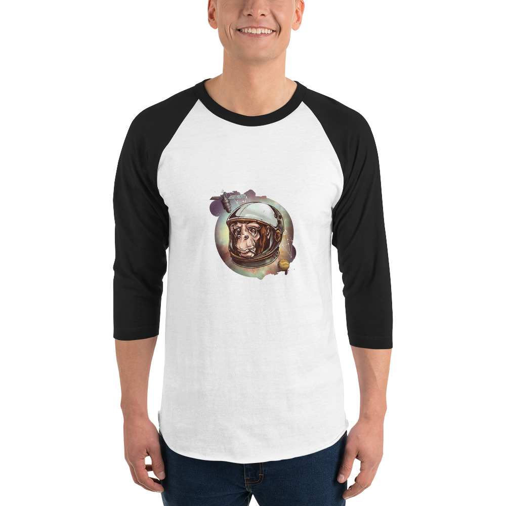 Space Chimp 3/4 sleeve raglan shirt