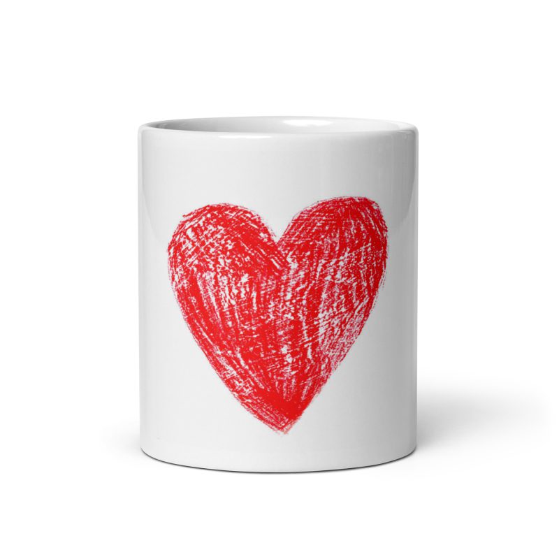 Red Heart White glossy mug