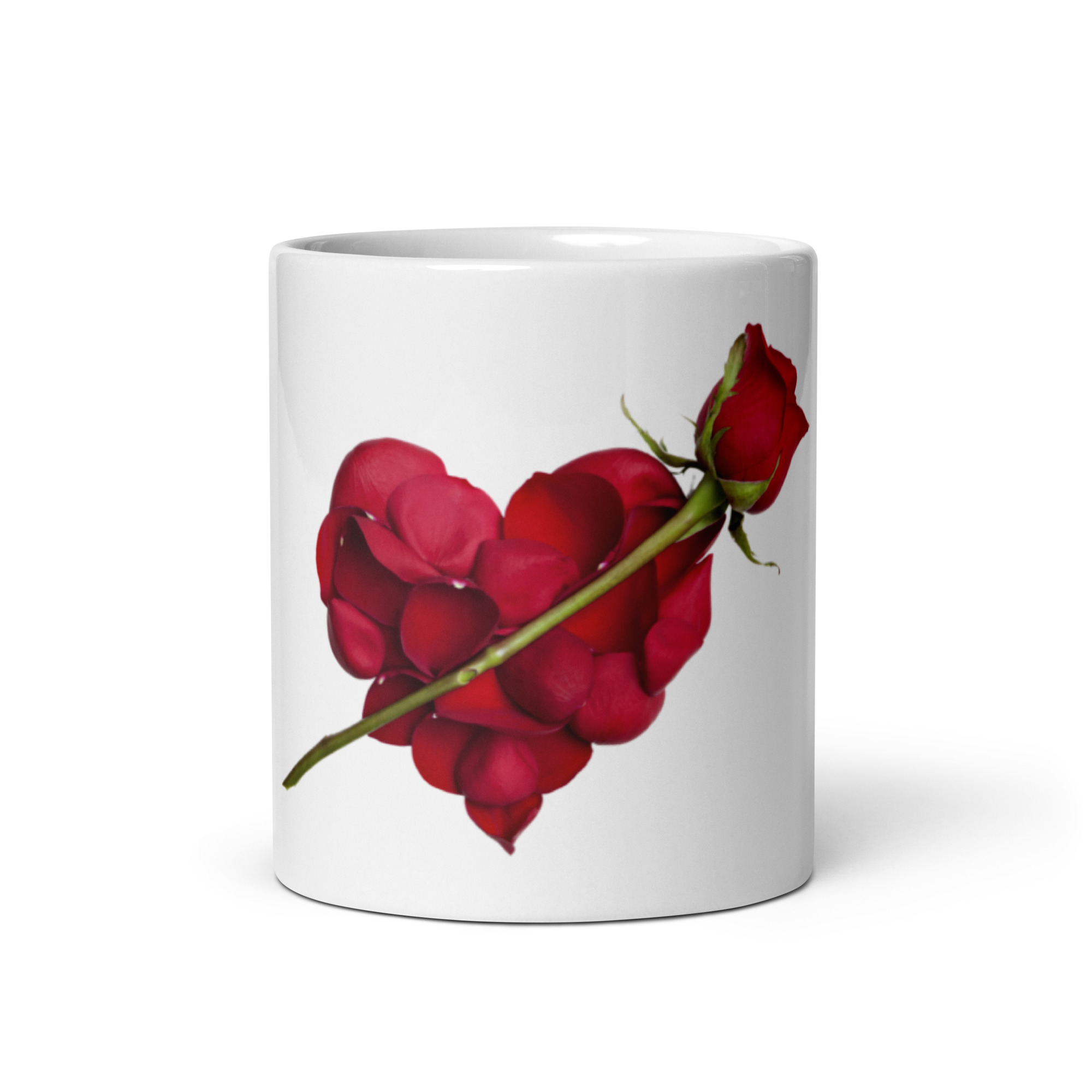 Red Rose Heart White glossy mug - Image 4