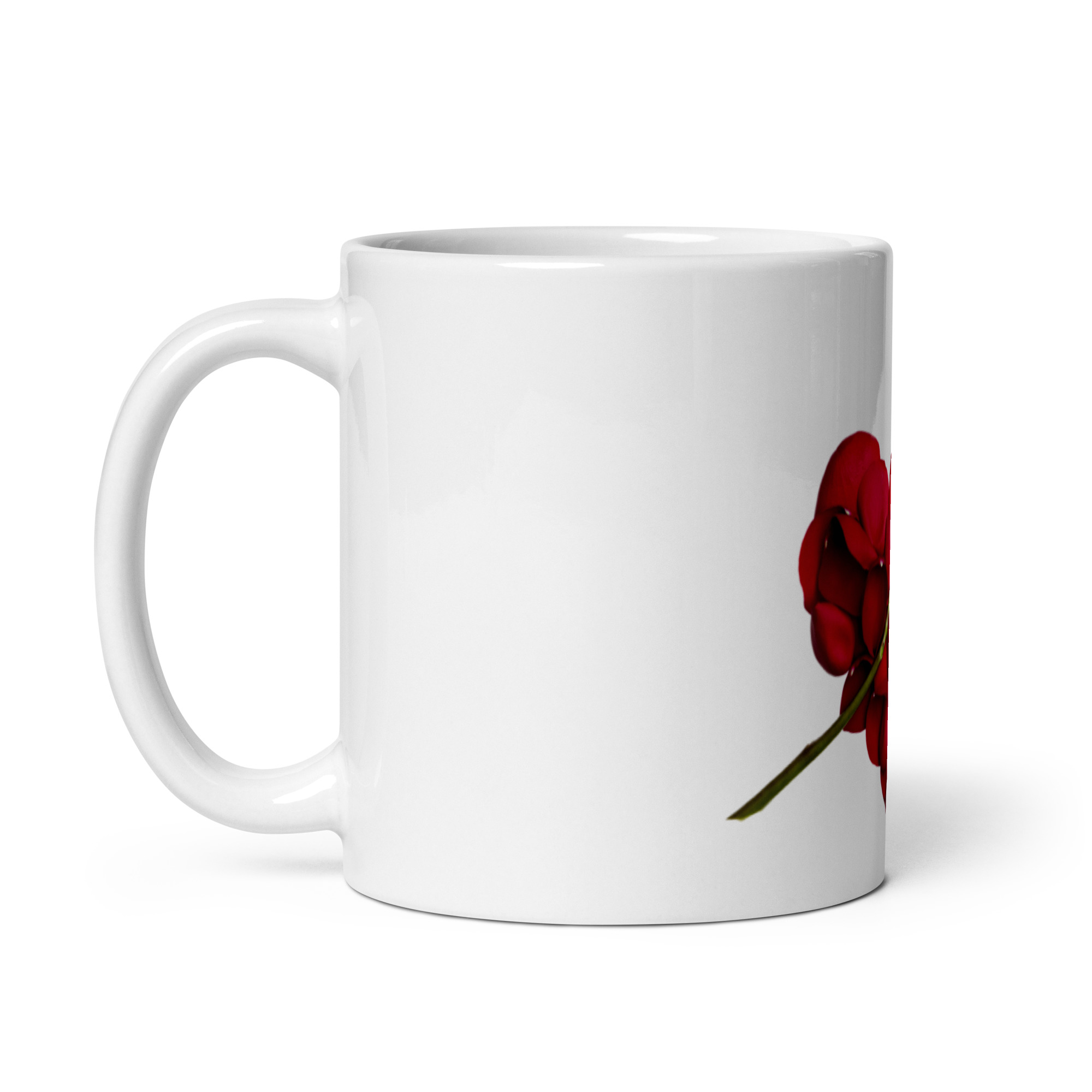 Red Rose Heart White glossy mug - Image 3