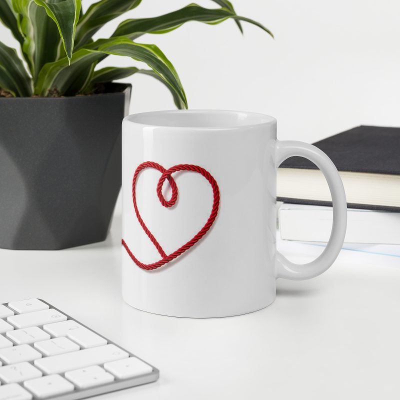 Red Robe Heart White glossy mug