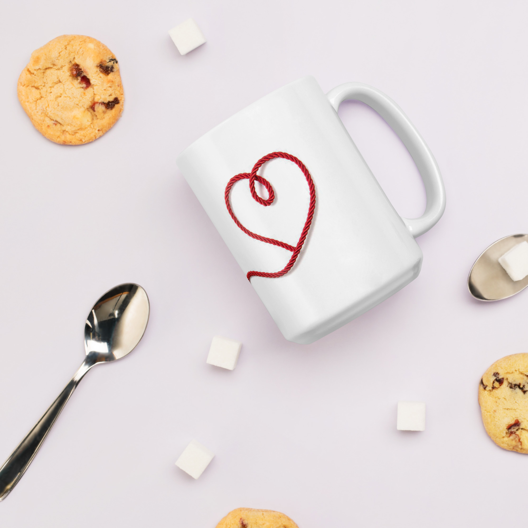 Red Robe Heart White glossy mug - Image 8