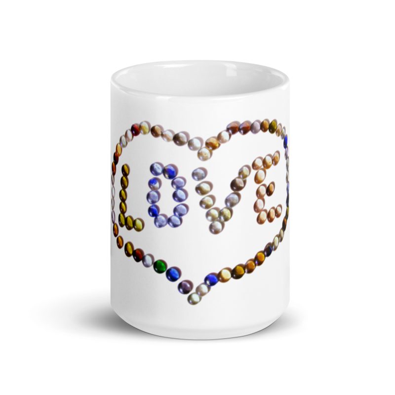 Love Beads White glossy mug