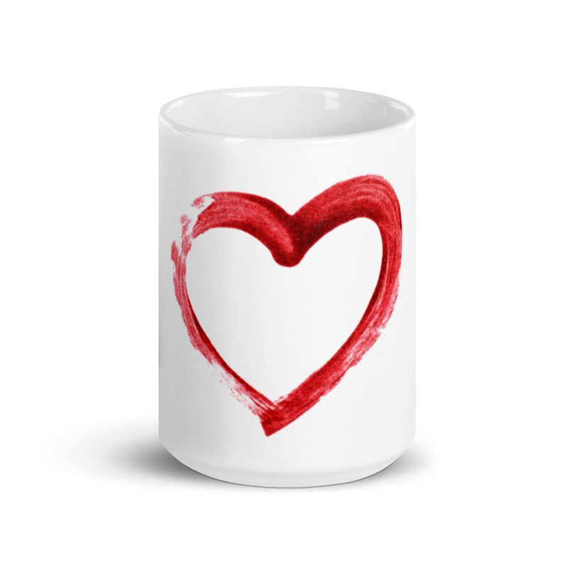 Red Heart Design White glossy mug