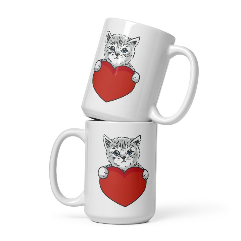 Cats Love White glossy mug