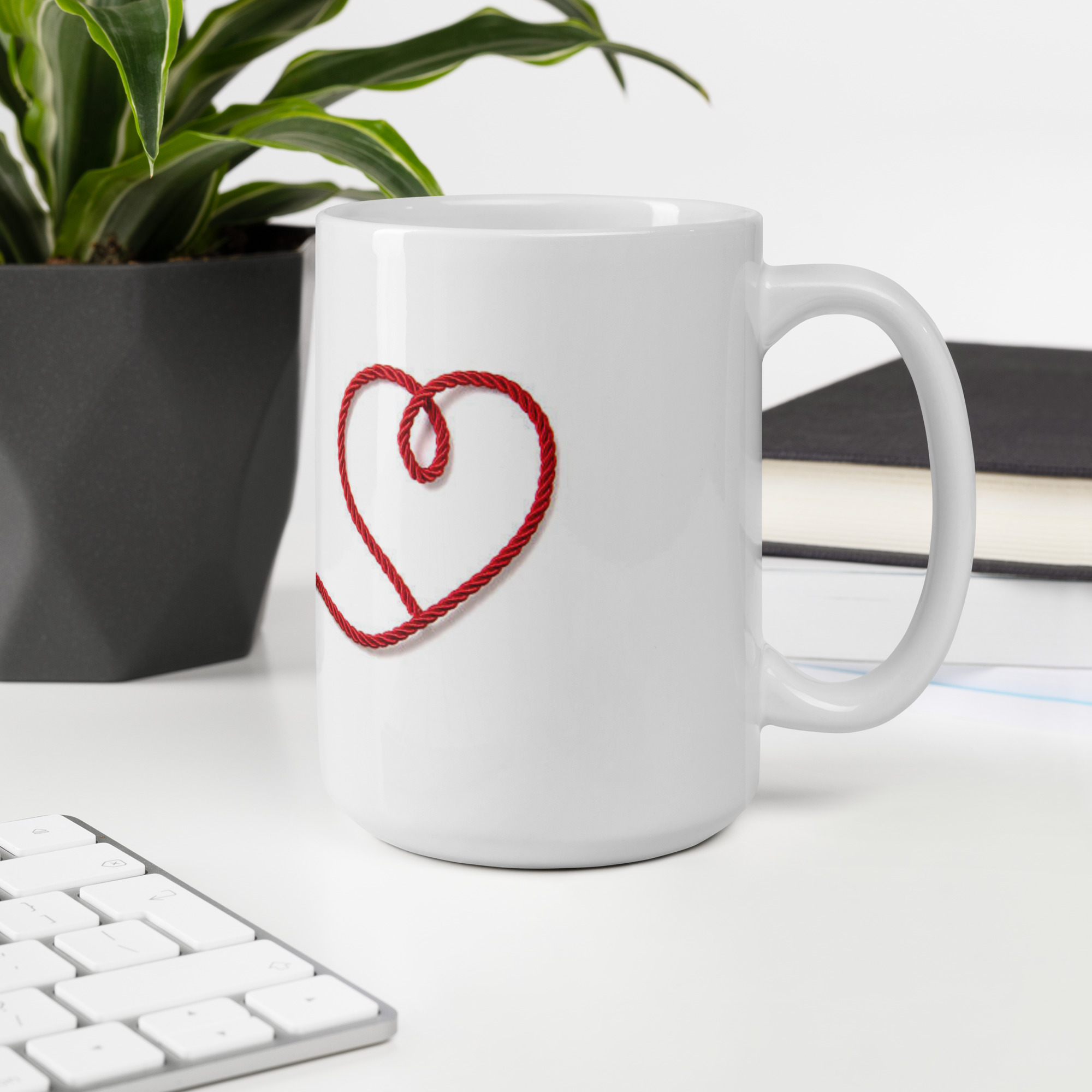 Red Robe Heart White glossy mug - Image 7