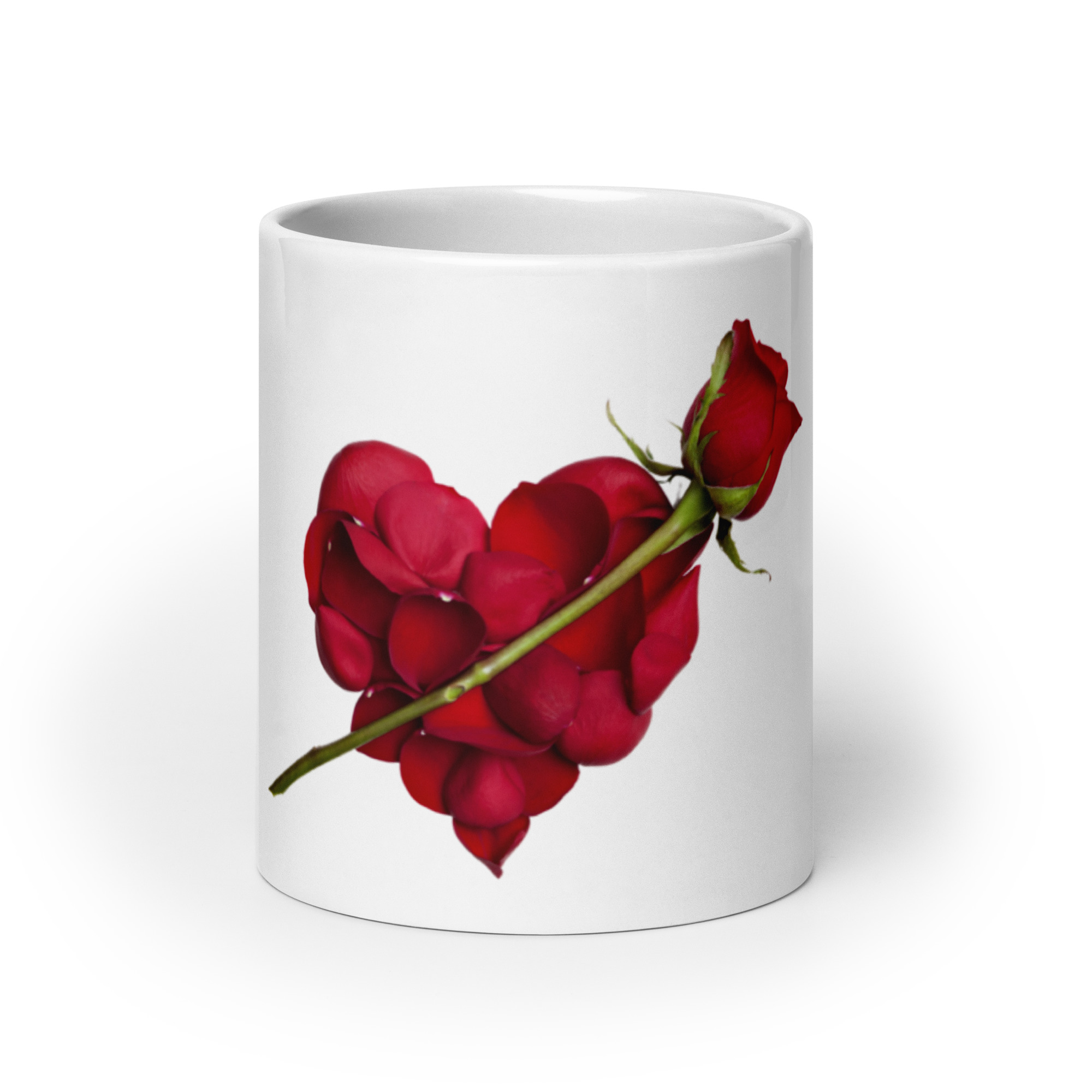 Red Rose Heart White glossy mug - Image 9