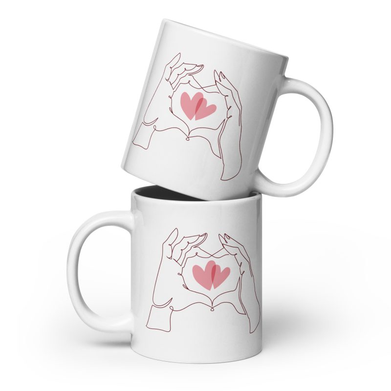 Heart Design White glossy mug
