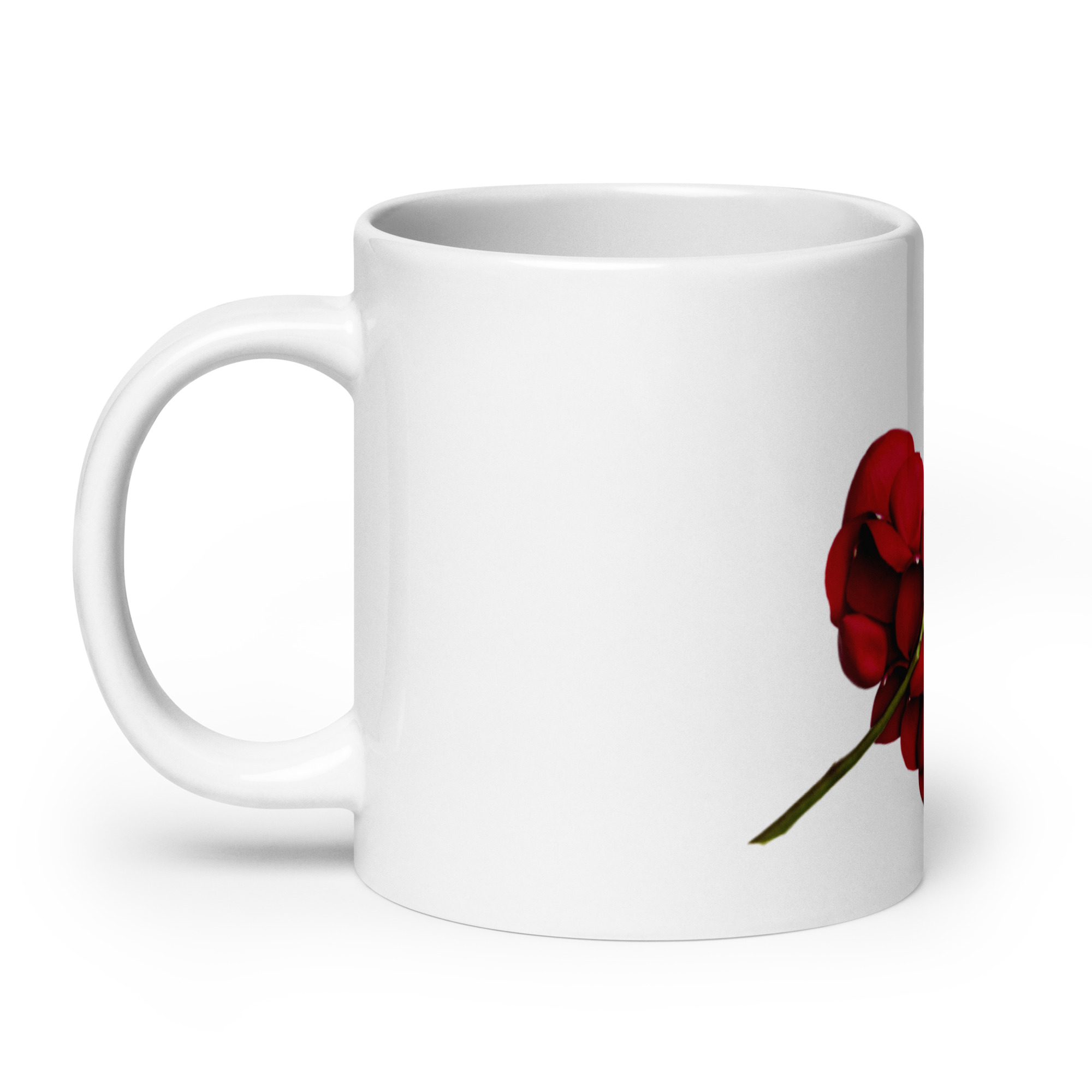 Red Rose Heart White glossy mug - Image 8