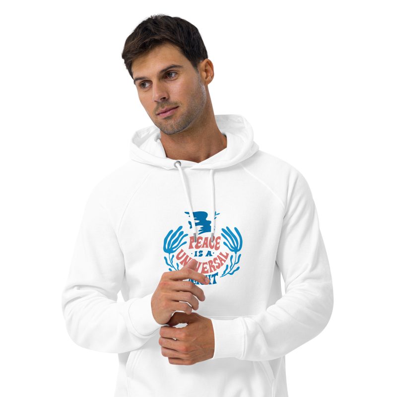 Peace is a Right Unisex eco raglan hoodie