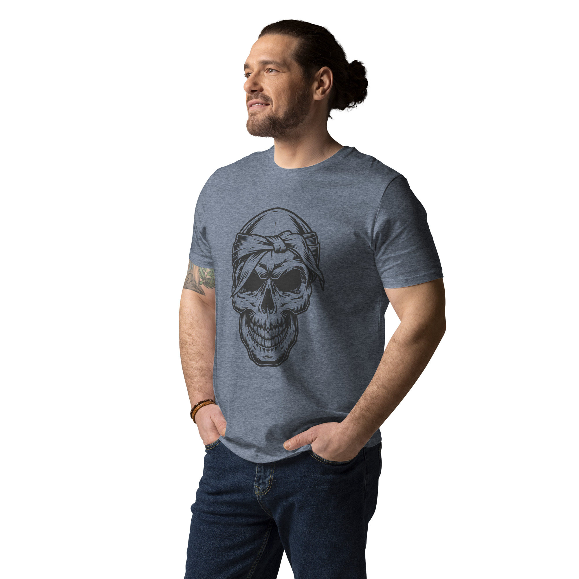 Bandaged Skull Design Unisex organic cotton t-shirt - Image 2