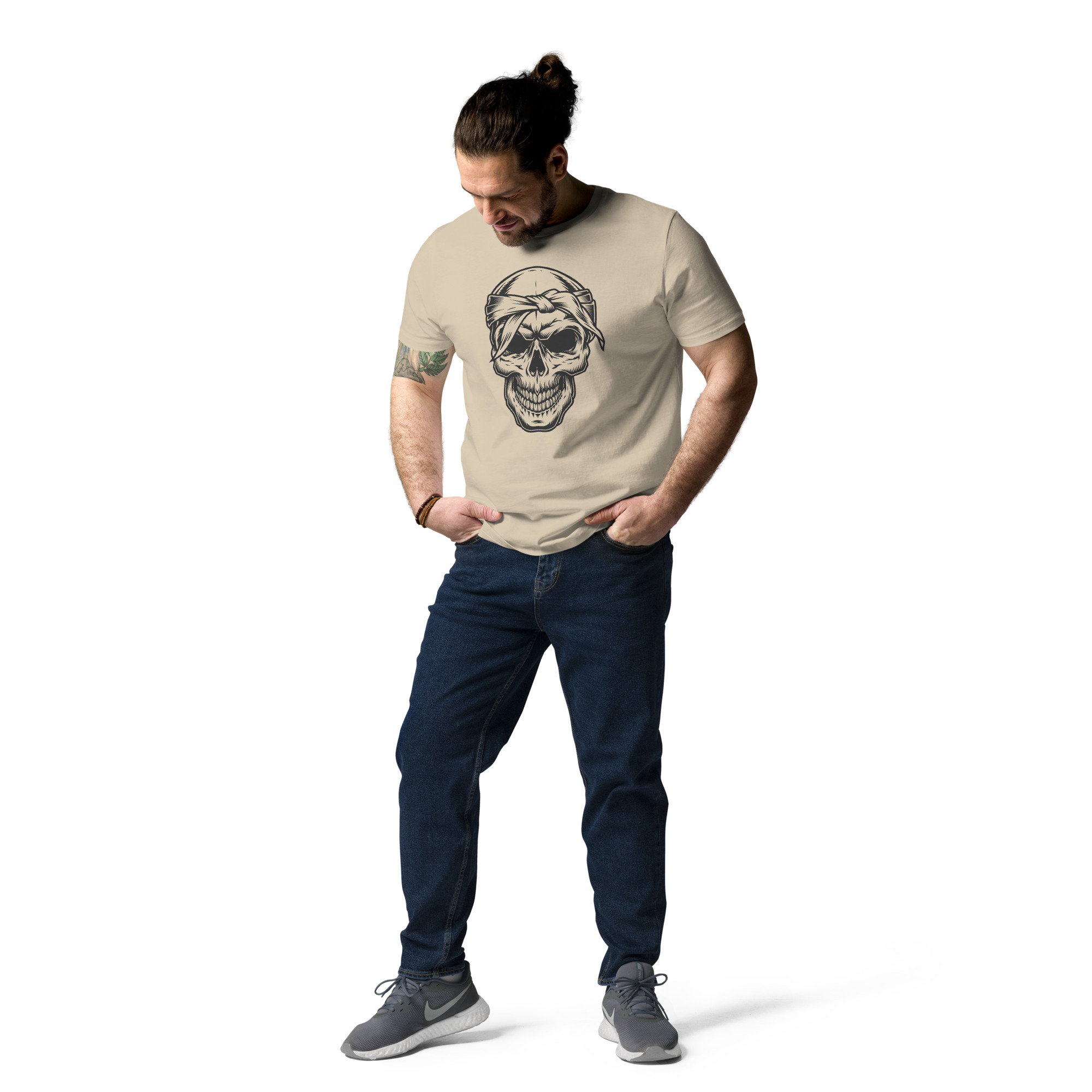 Bandaged Skull Design Unisex organic cotton t-shirt - Image 9