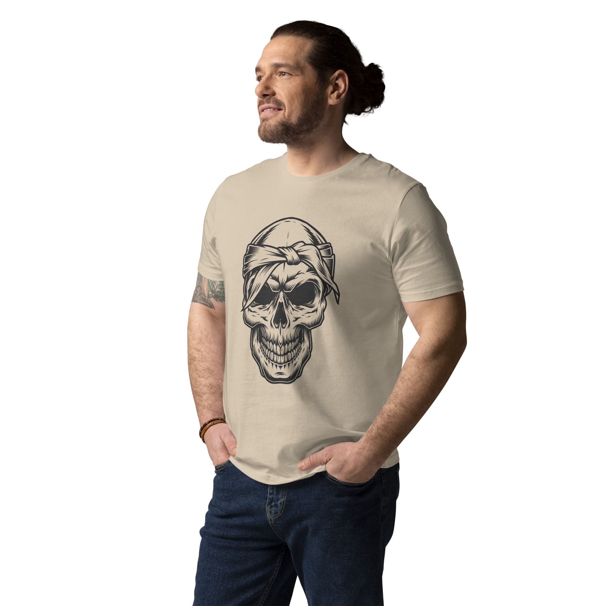 Bandaged Skull Design Unisex organic cotton t-shirt - Image 8