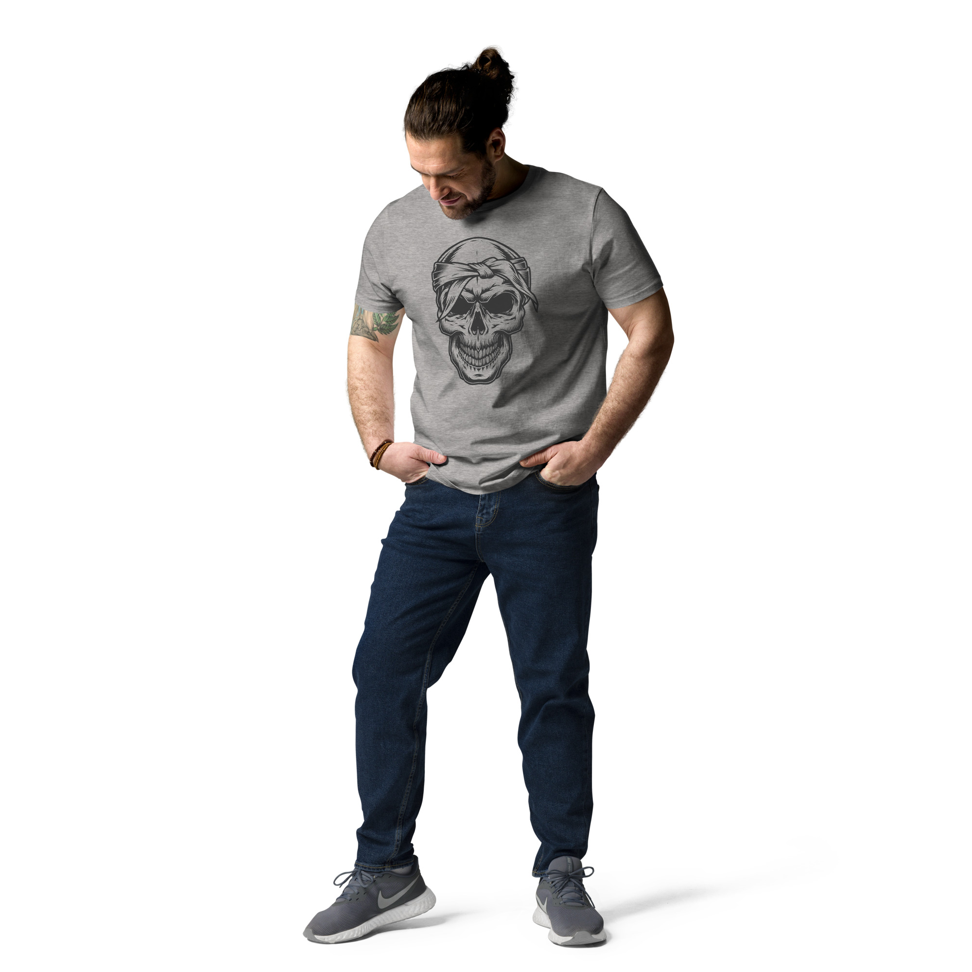 Bandaged Skull Design Unisex organic cotton t-shirt - Image 6