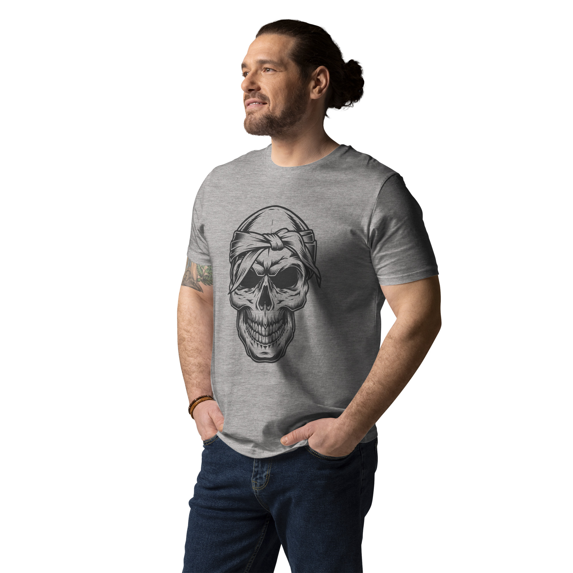 Bandaged Skull Design Unisex organic cotton t-shirt - Image 5