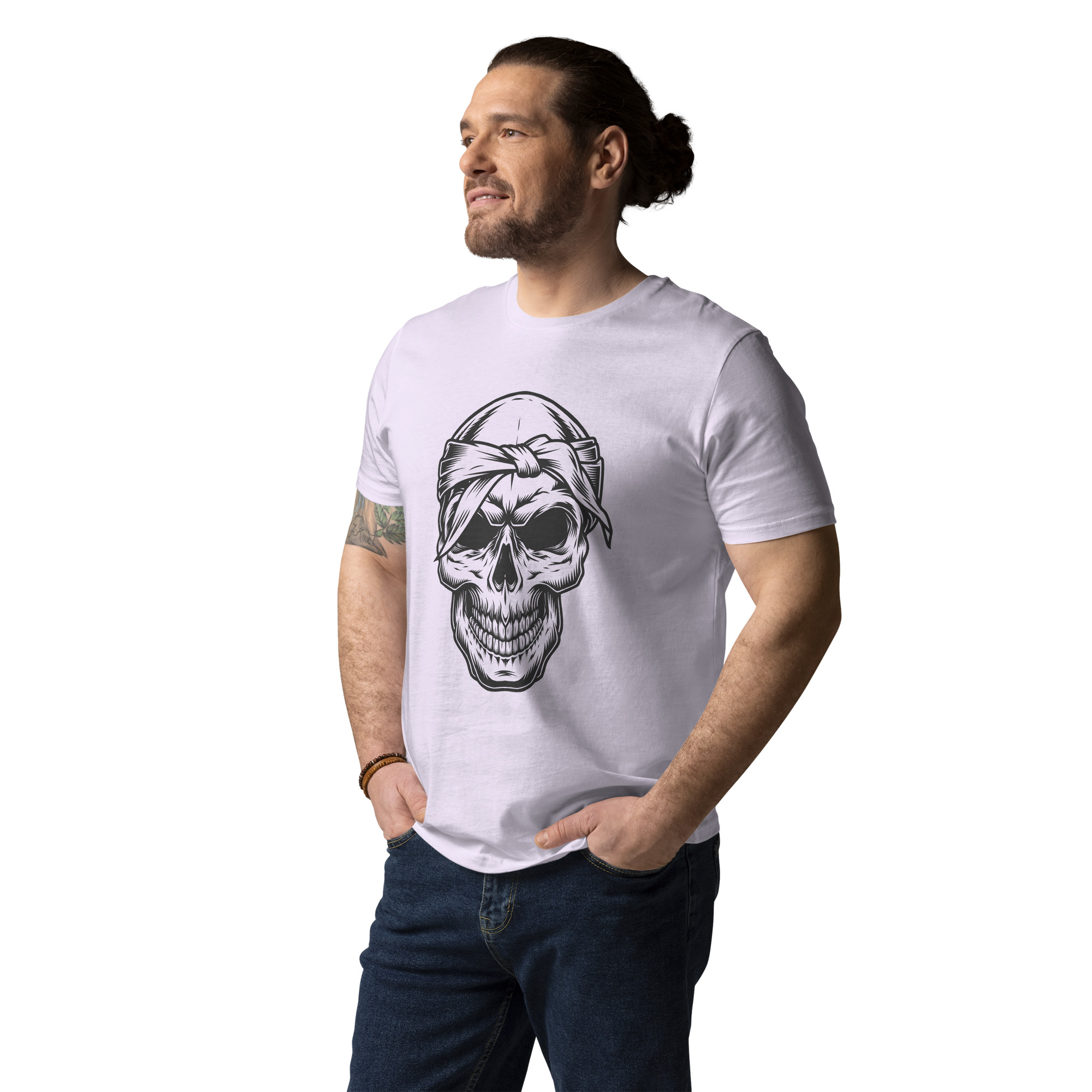 Bandaged Skull Design Unisex organic cotton t-shirt - Image 17